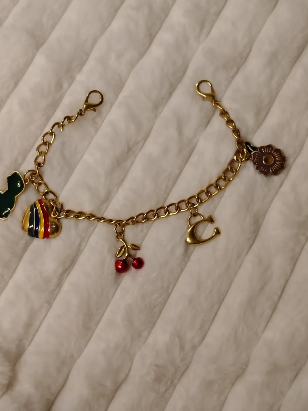 Gold-Tone Charm Bracelet with Colorful Enamel Charms